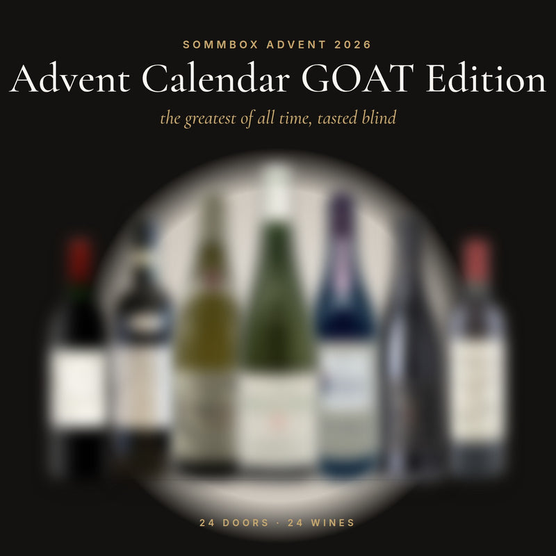 SommBox GOAT luxury wine advent calendar with 24 numbered tubes of legendary wines