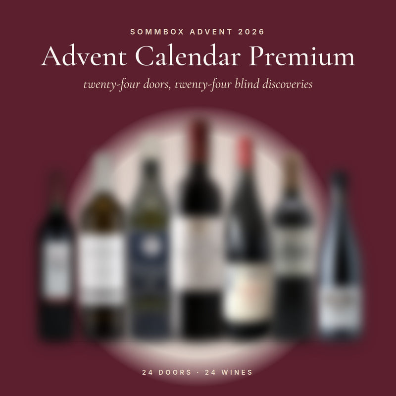 SommBox wine advent calendar with 24 numbered 100 ml wine tubes for blind tasting
